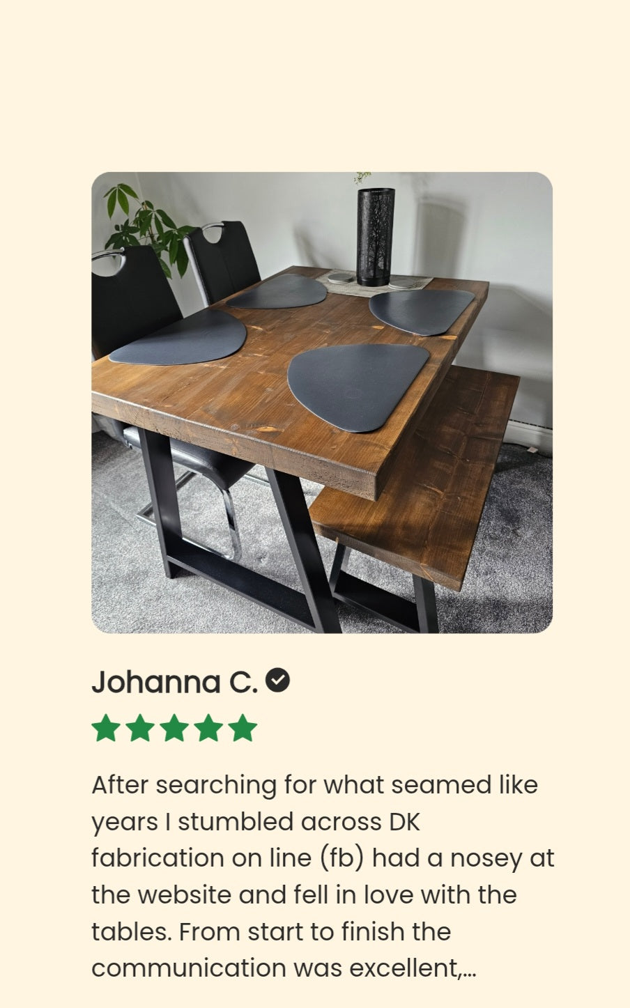 Chunky Industrial Dining Table with A-Frame Legs – Solid Wood & Metal