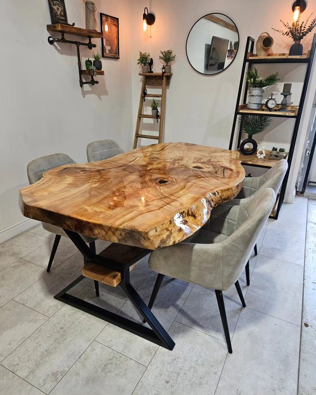 Live edge Sycamore dining table | UK Made - DK Fabrications