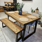 Rustic Industrial Dining Table – Trapezoid Leg Wood & Metal Table - DK Fabrications