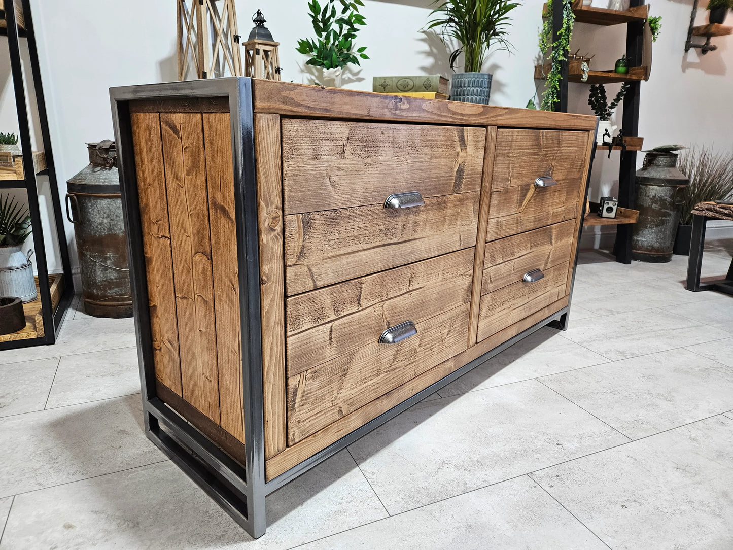 Rustic Industrial Chest of Drawers – Wood & Metal Storage Cabinet - DK Fabrications