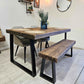 Rustic Industrial Dining Table – Trapezoid Leg Wood & Metal Table - DK Fabrications