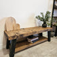 Rustic TV Stand – Handmade Industrial Solid Wood & Steel Media Unit - DK Fabrications