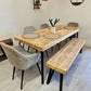 Solid Wood Hairpin Dining Table – Rustic Industrial Style - DK Fabrications