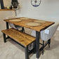 Rustic Industrial Solid Wood Dining Table with Steel Legs – Handmade Farmhouse Table - DK Fabrications