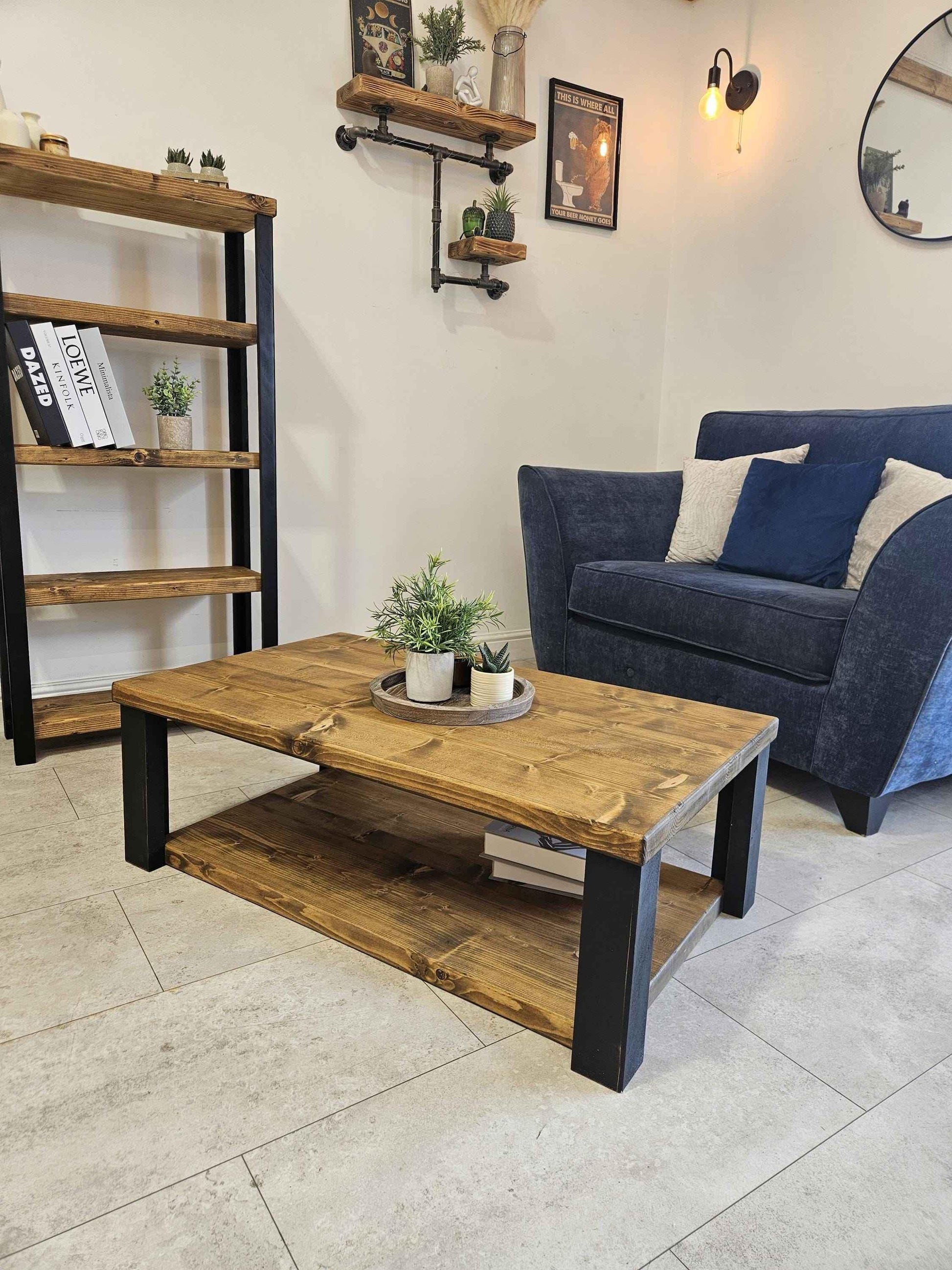 Farmhouse Wooden Coffee Table – Rustic Living Room Table with Storage - DK Fabrications