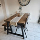 Rustic Industrial A-Frame Dining Table – Wood & Metal Table - DK Fabrications
