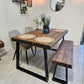 Rustic Industrial Dining Table – Trapezoid Leg Wood & Metal Table - DK Fabrications
