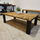 Farmhouse Wooden Coffee Table – Rustic Living Room Table with Storage - DK Fabrications