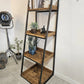 Industrial Bookshelf – Metal & Wood Ladder Shelf for Storage & Display - DK Fabrications