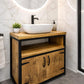 Industrial Rustic Vanity Unit with Cupboard – Solid Wood & Metal