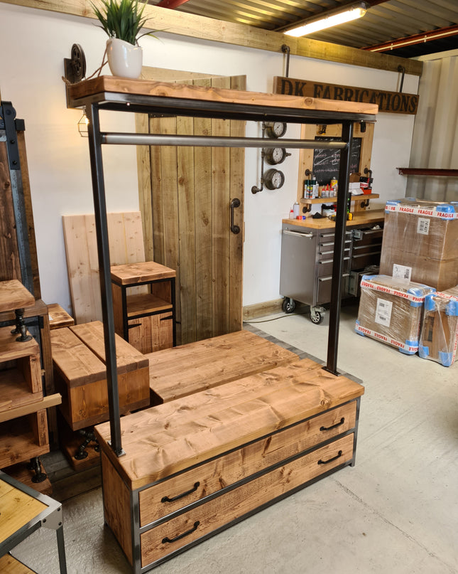 Industrial Clothes Rail With Drawers | UK Made
