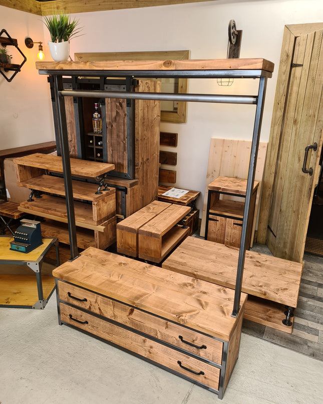 Industrial Clothes Rail With Drawers | UK Made