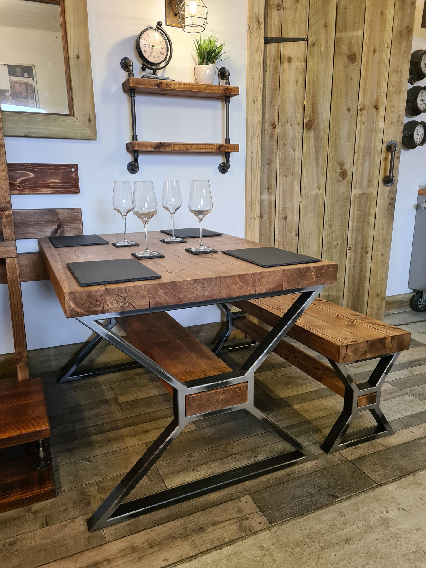 Chunky dining table industrial unique rustic