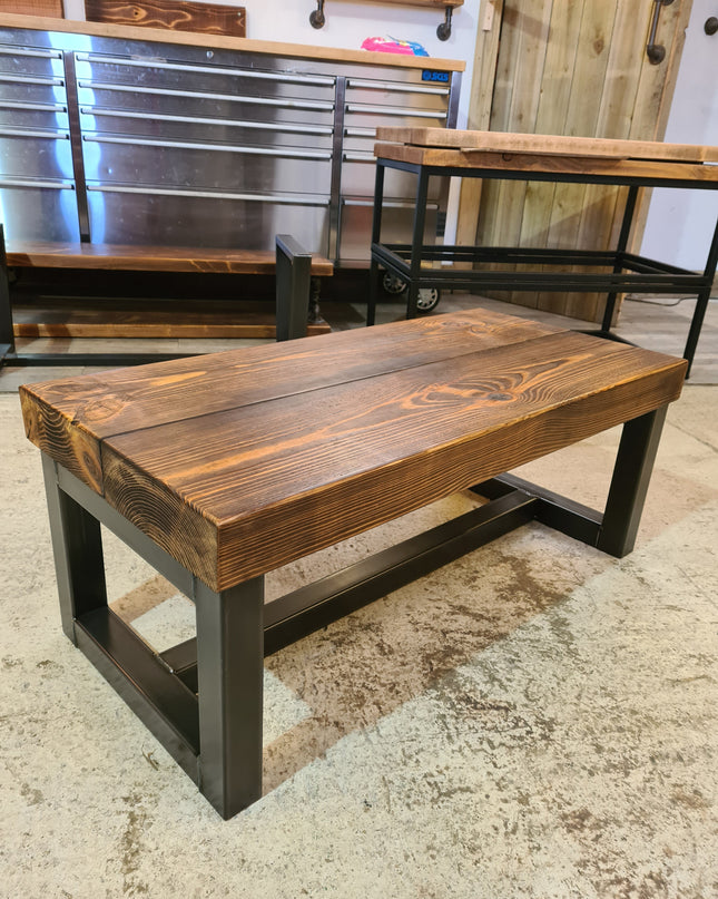Chunky coffee table industrial-Solid top | UK Made