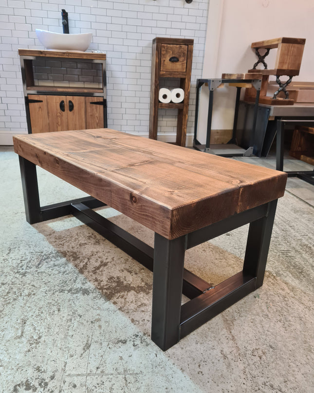 Chunky coffee table industrial-Solid top | UK Made