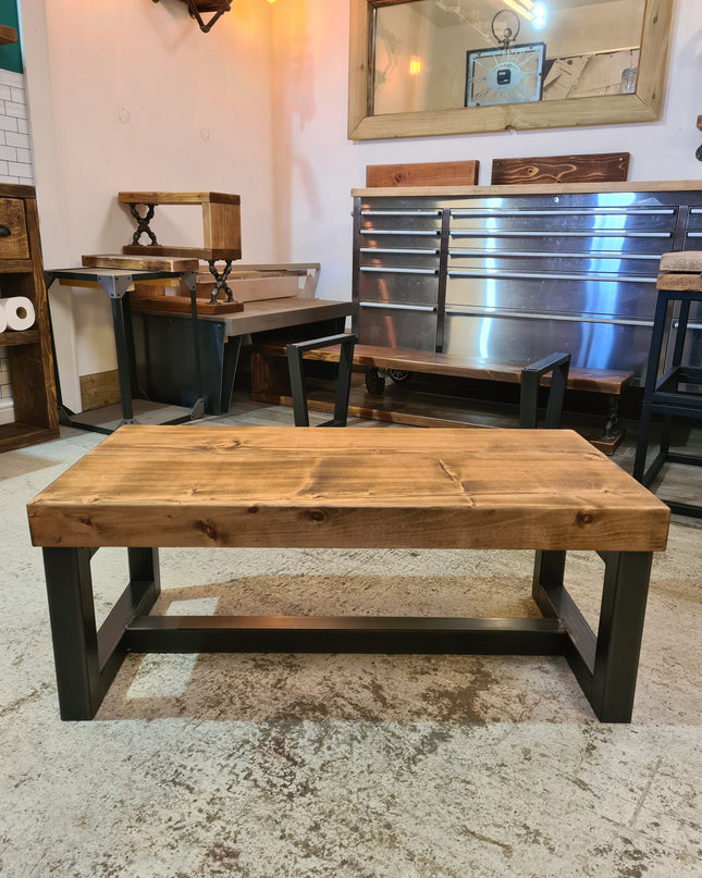 Chunky coffee table industrial-Solid top | UK Made