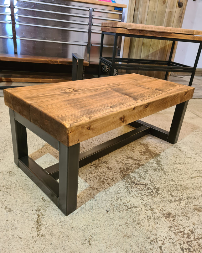 Chunky coffee table industrial-Solid top | UK Made