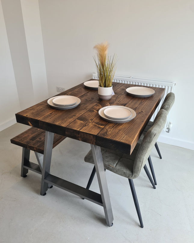 Industrial Dining Table-A Frame  legs-Matt black | UK Made