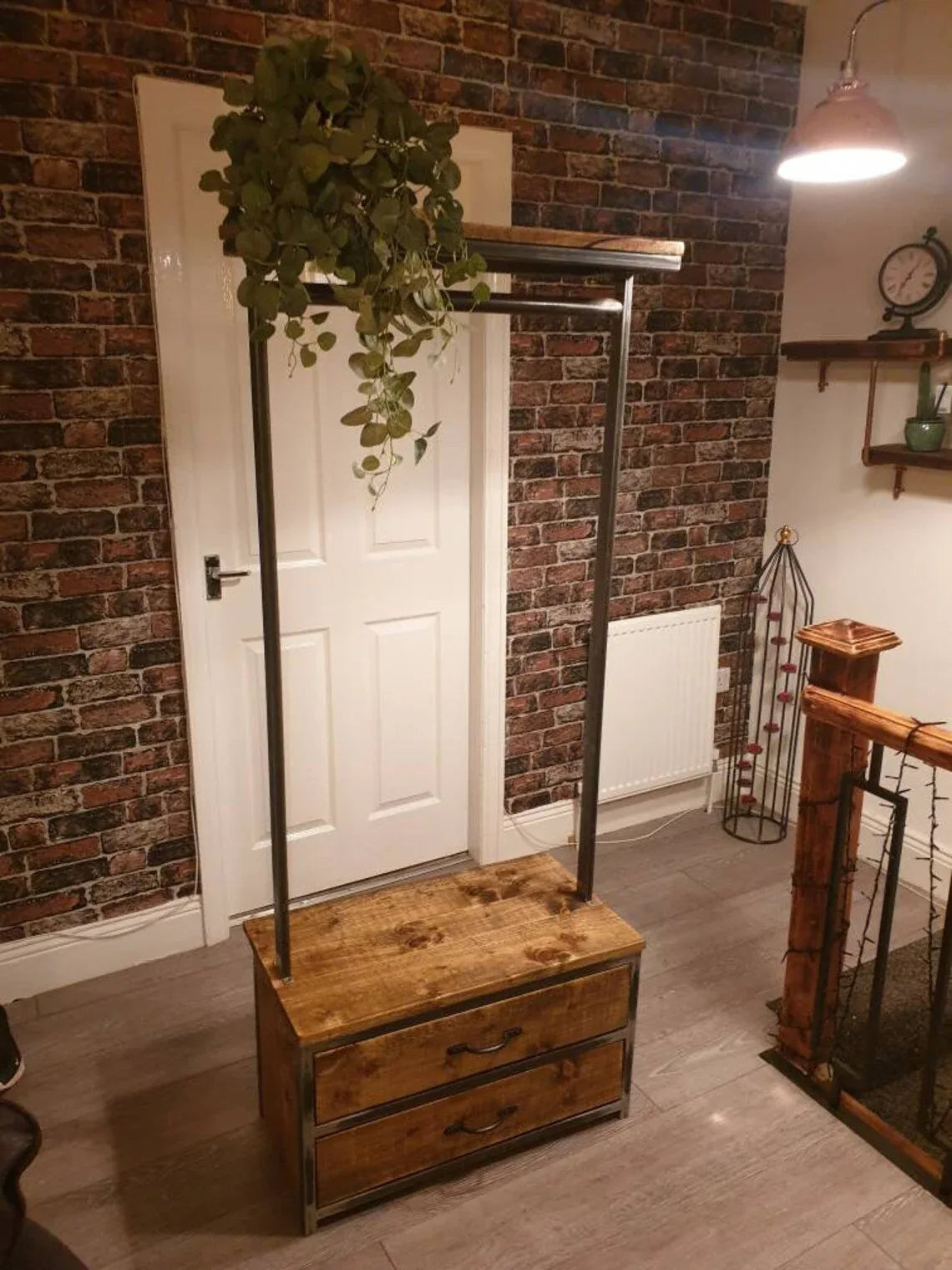 Industrial Rustic Clothes Rail – Solid Wood & Metal - DK Fabrications