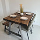 Chunky Industrial Dining Table with A-Frame Legs – Solid Wood & Metal - DK Fabrications