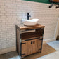Industrial Rustic Vanity Unit with Cupboard – Solid Wood & Metal - DK Fabrications