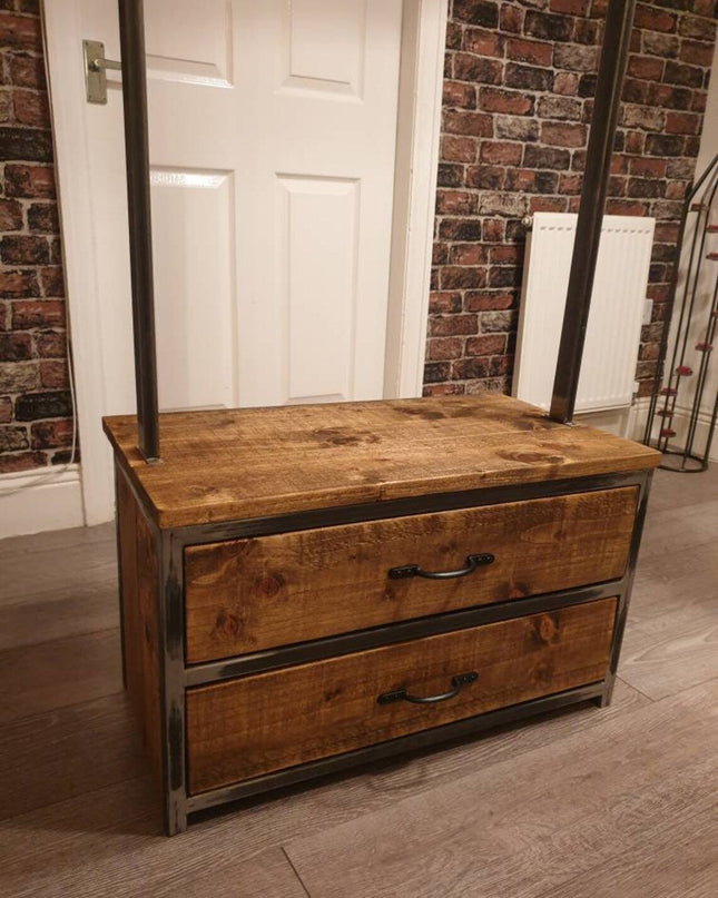 Industrial Clothes Rail With Drawers | UK Made