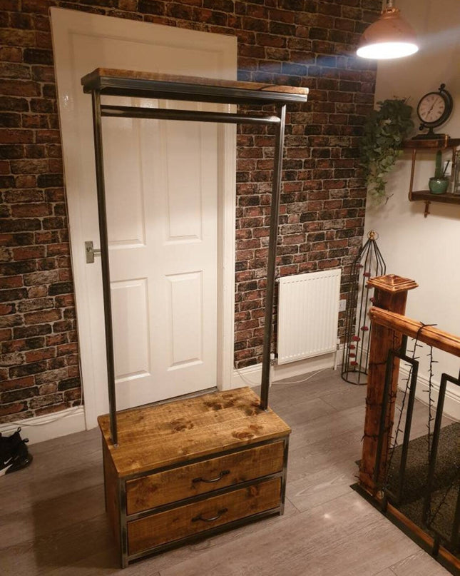 Industrial Clothes Rail With Drawers | UK Made