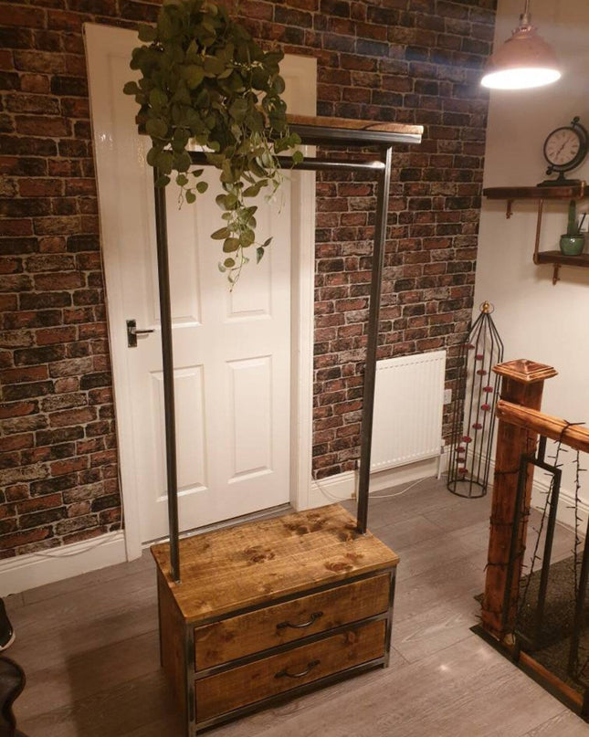 Industrial Clothes Rail With Drawers | UK Made