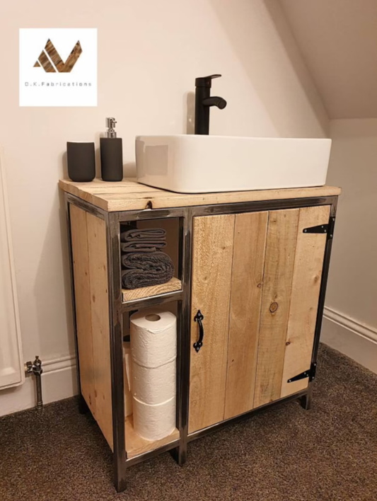 Rustic industrial vanity unit without tap and basin